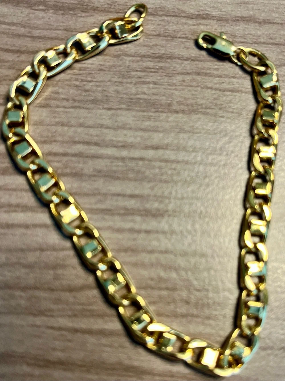 Gold Chain Bracelet with Blue and Clear Stones - Women's Jewelry
